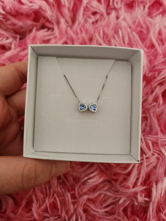 Collana con due cuori passanti   - argento 925