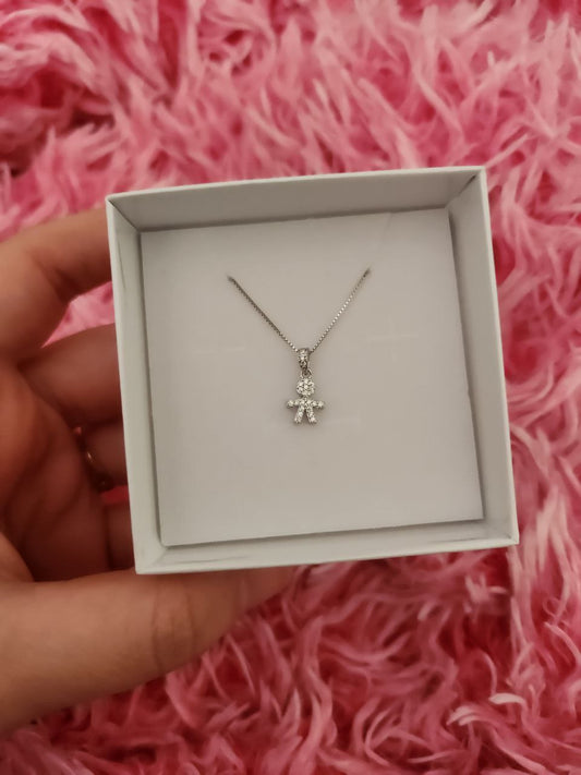 Collana con bimbo pendente zirconato  - argento 925