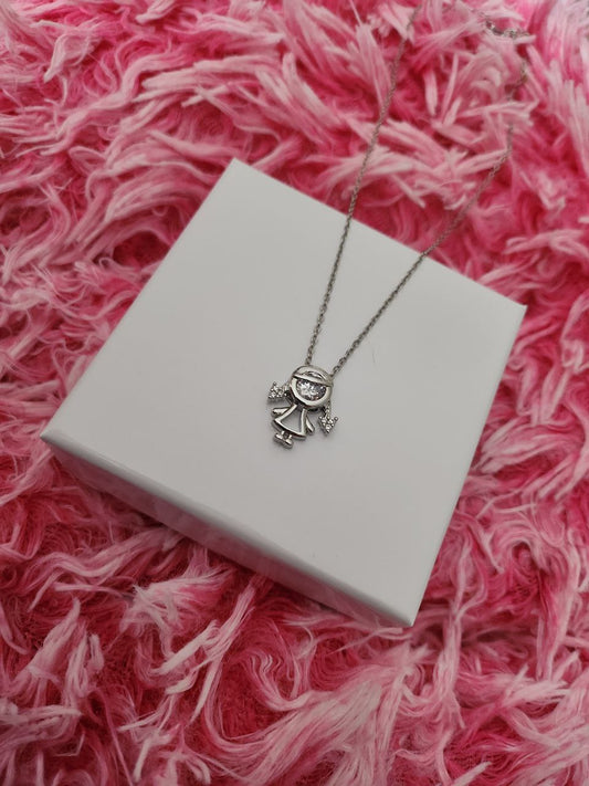 Collana bimba passante zirconata silver