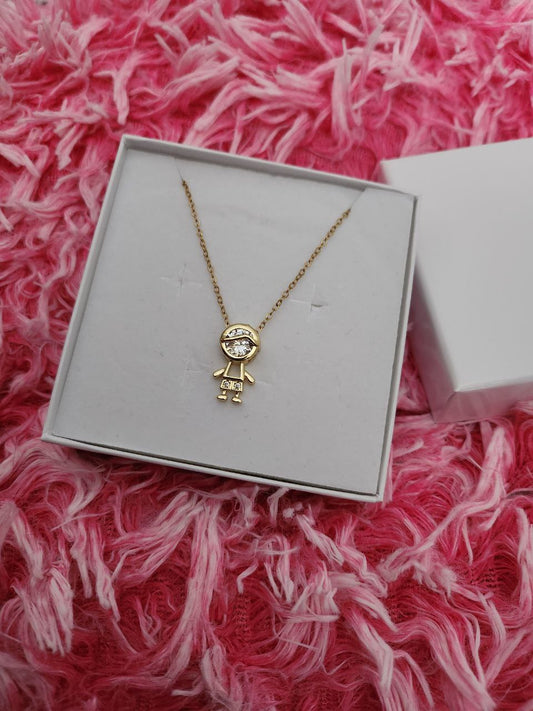 Collana con bimbo zirconato passante gold