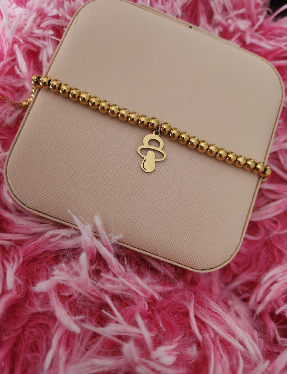 Bracciale perline con ciuccio  gold