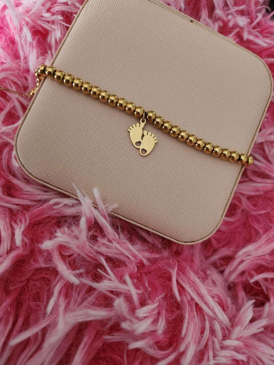 Bracciale perline con piedini  gold