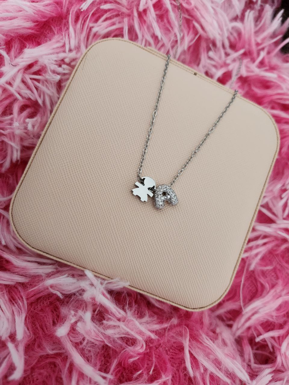 Collana bebè bimba con iniziale da personalizzare