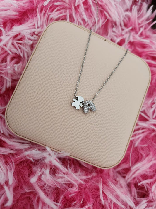 Collana bebè bimba con iniziale da personalizzare