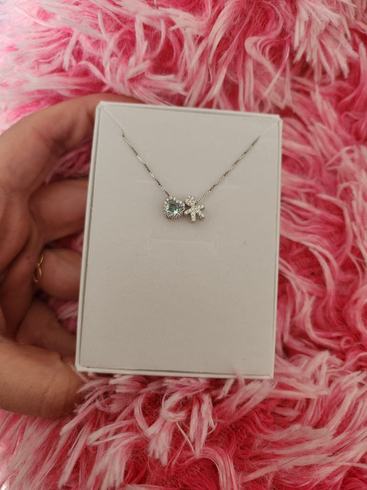 Collana bimbo e cuore acquamarina - argento 925
