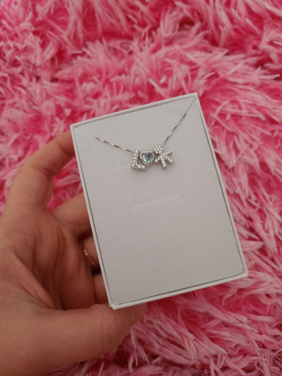 Collana con iniziale da personalizzare-cuore acquamarina - bimbo - argento 925