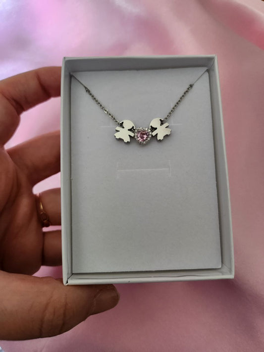 Collana bebé  femmina  con cuore rosa