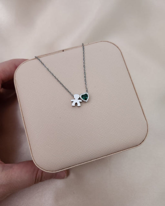 Collana bimbo e cuore verde