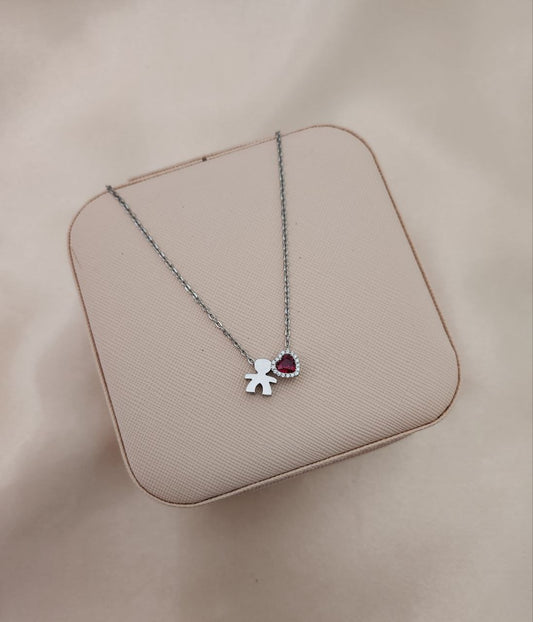 Collana bimbo e cuore rosso