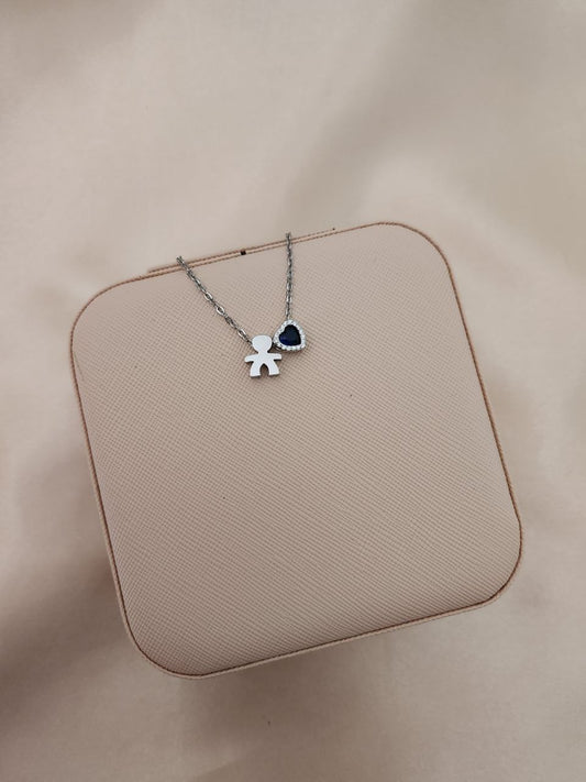 Collana bimbo e cuore blu