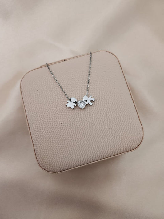 Collana bimba e cuore bianco bimbo