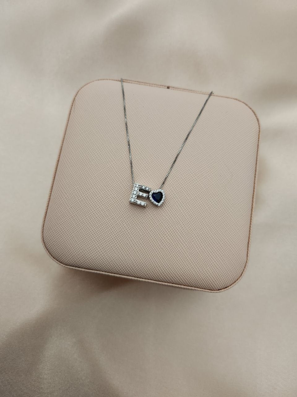 Collana con iniziale da personalizzare + cuore   - ARGENTO 925