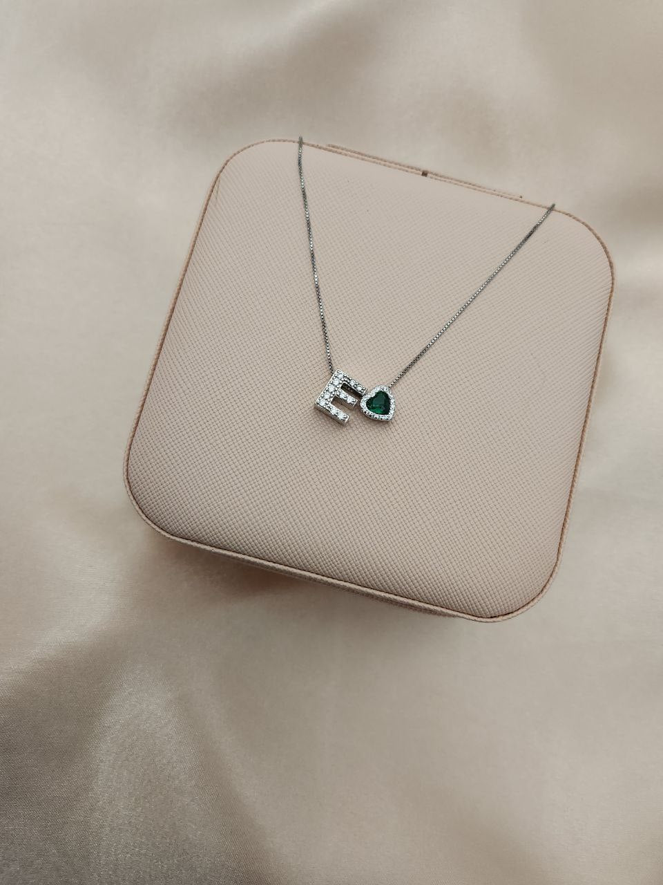 Collana con iniziale da personalizzare + cuore   - ARGENTO 925