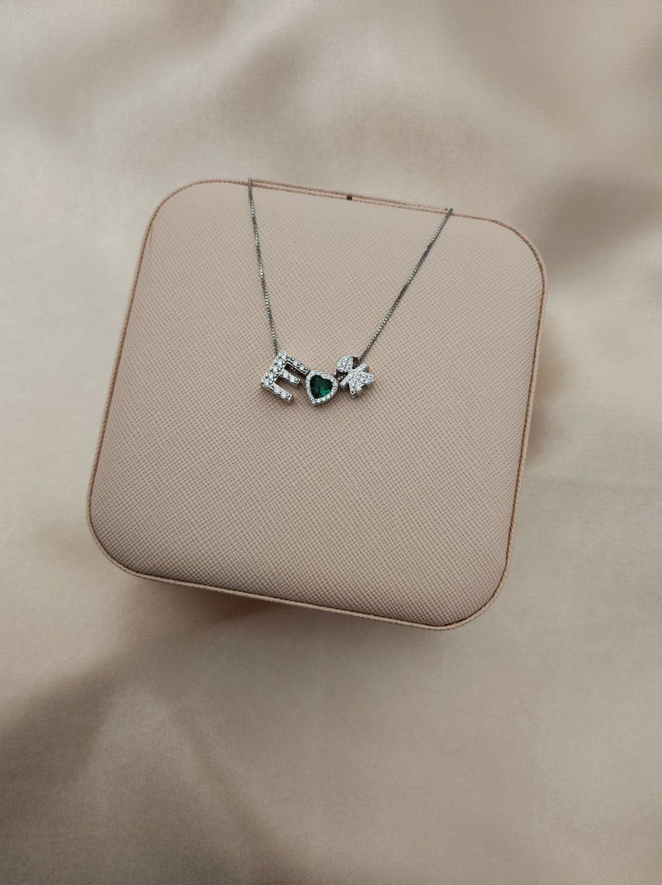 Collana con iniziale da personalizzare + cuore + bimba/o  - ARGENTO 925