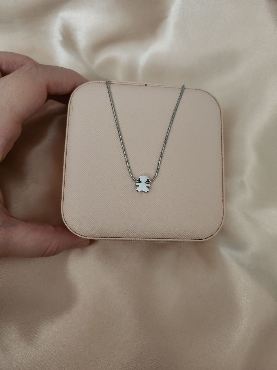 Collana liscia con bimba silver