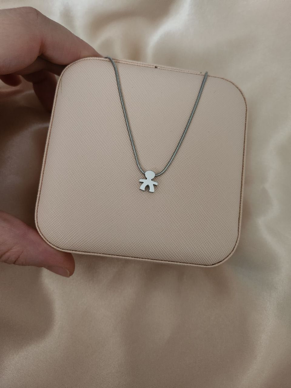 Collana liscia con bimbo  silver