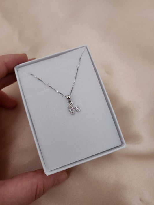 Collana con passeggino zirconi rosa  pendente - argento 925