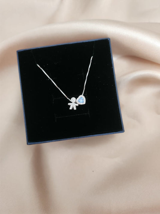 Collana bimbo passante e cuore azzurro - argento 925