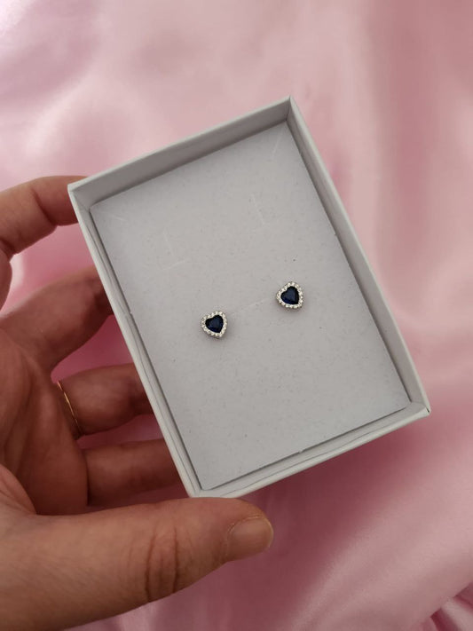 Orecchini cuore blu - argento 925