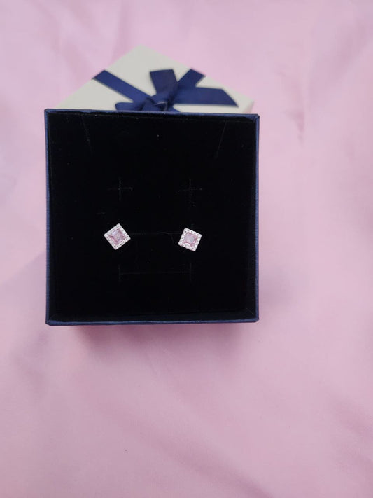 Orecchini punto luce rosa- argento 925