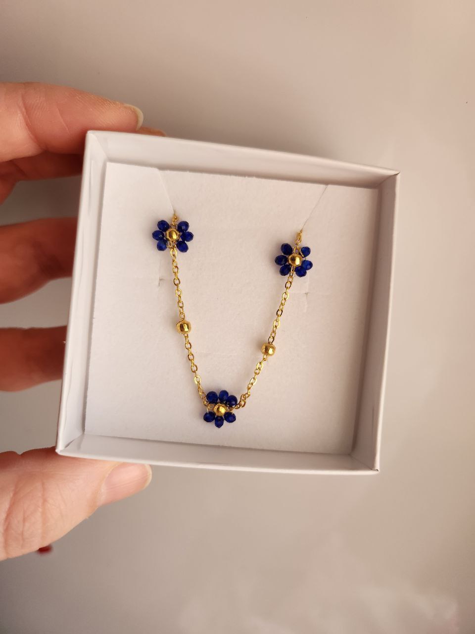 Collana con fiorellini blu - gold