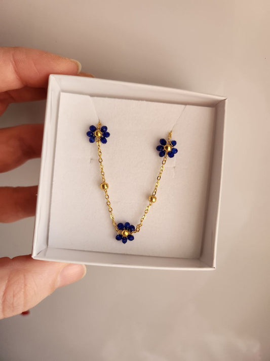 Collana con fiorellini blu - gold