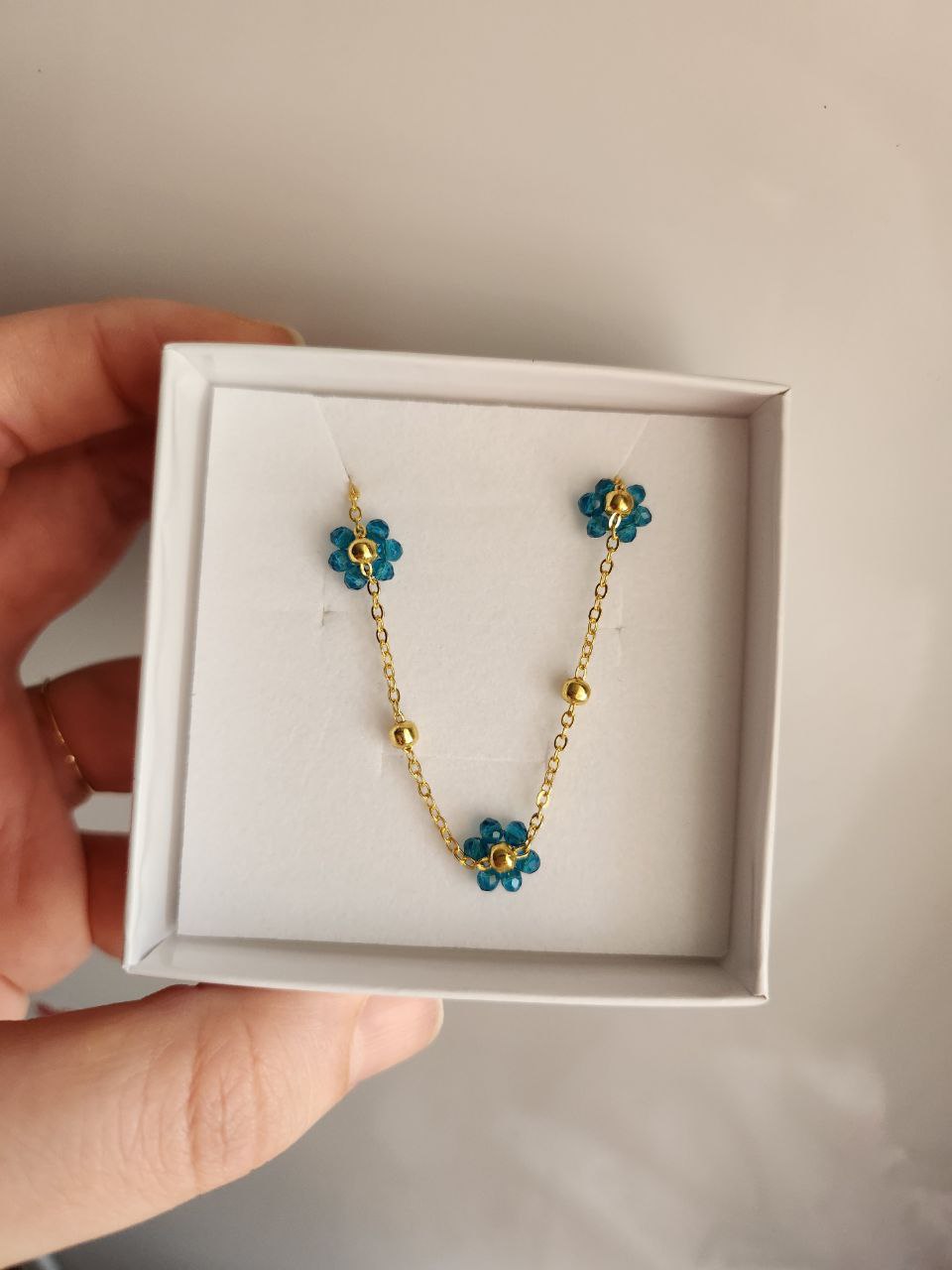 Collana con fiorellini blu cobalto - gold