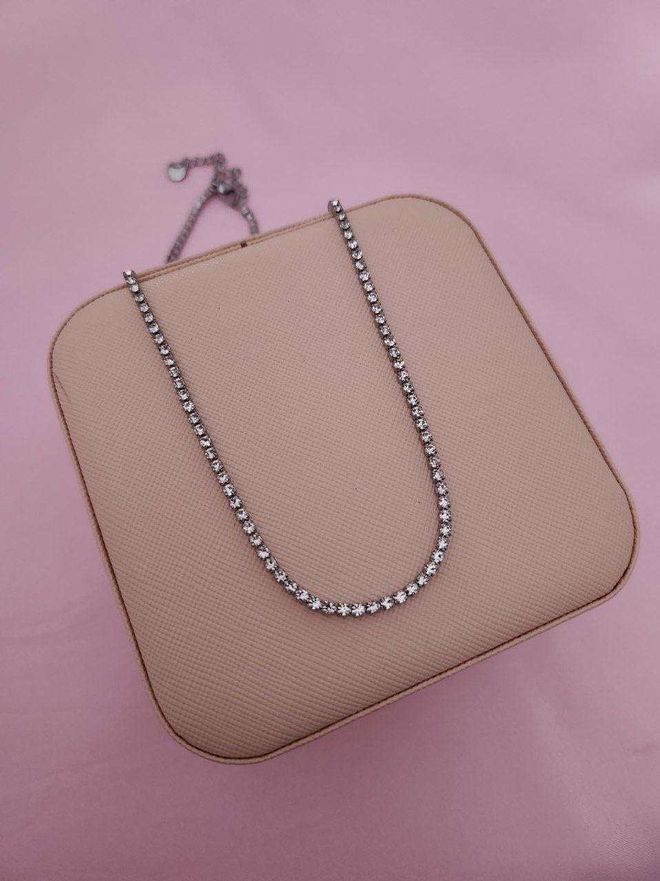 Collana tennis bianco silver