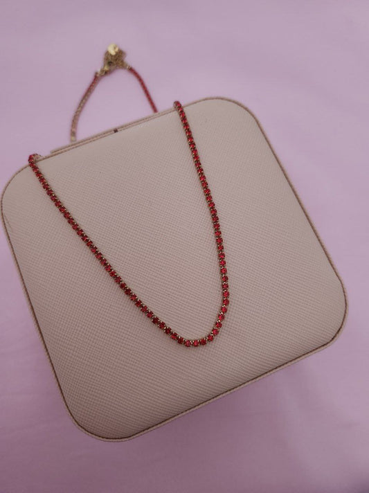 Collana tennis rosso- gold