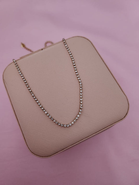 Collana tennis bianco gold