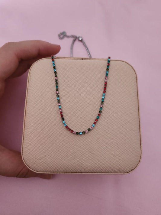 Collana tennis multicolore silver