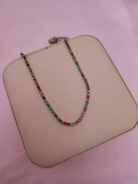 Collana tennis multicolore gold
