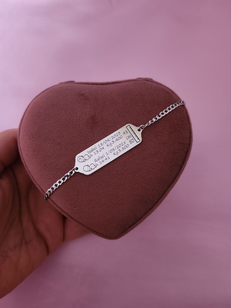 Bracciale targa bebè - argento 925