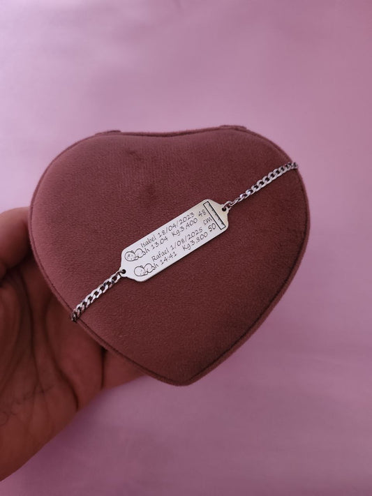 Bracciale targa bebè - argento 925