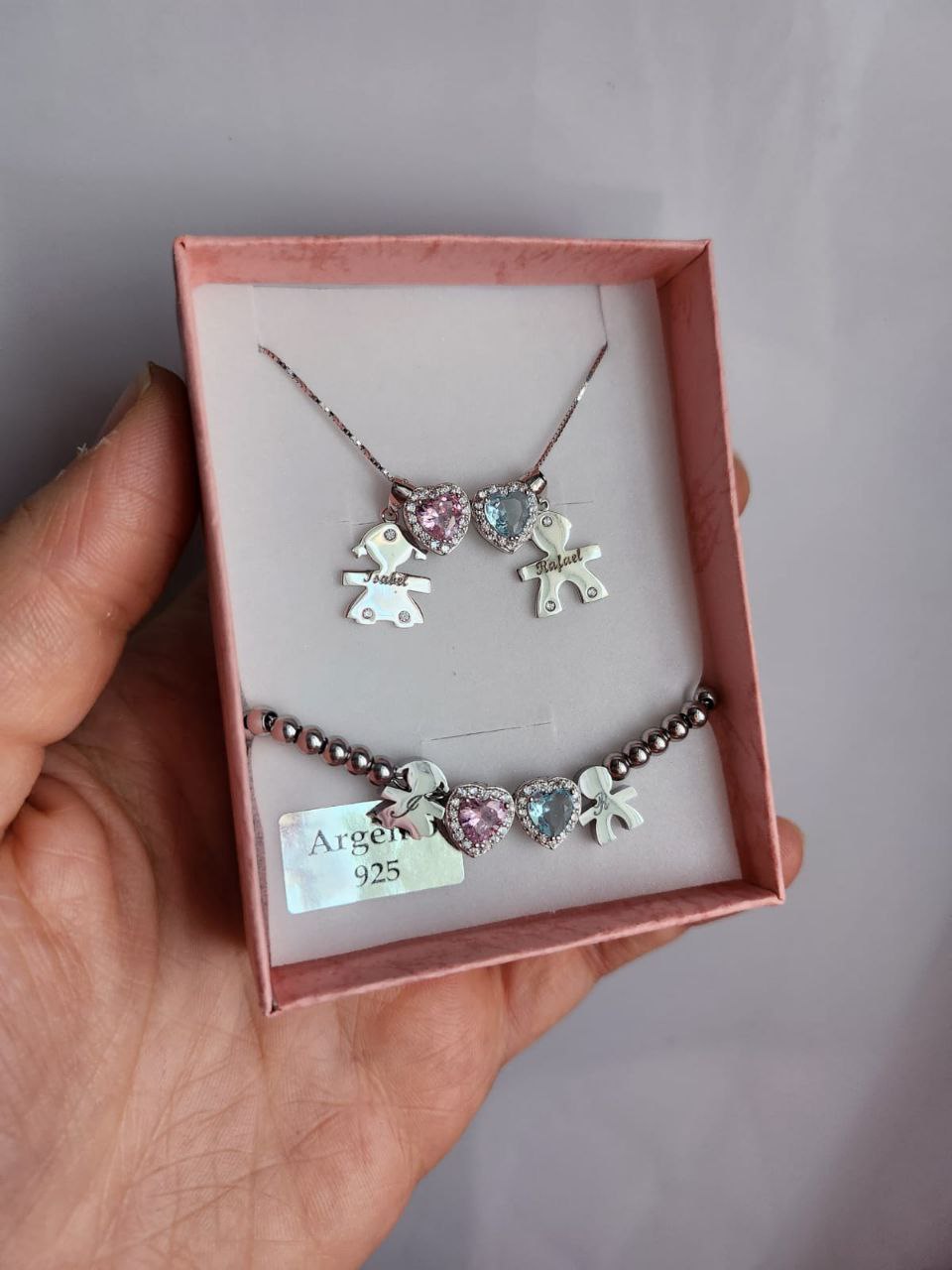 Set collana con bimbi personalizzati e bracciale con bimbi personalizzati- argento 925