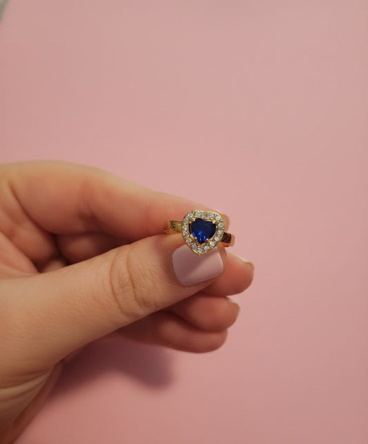 Anello cuore blu gold