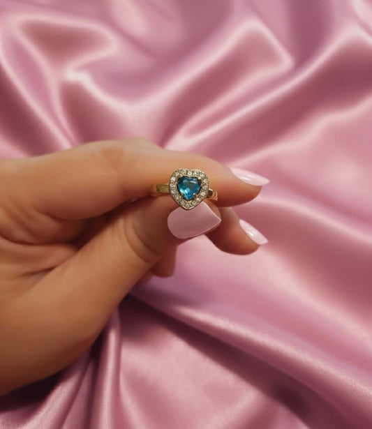 Anello cuore azzuro gold