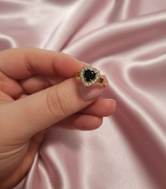 Anello cuore nero gold