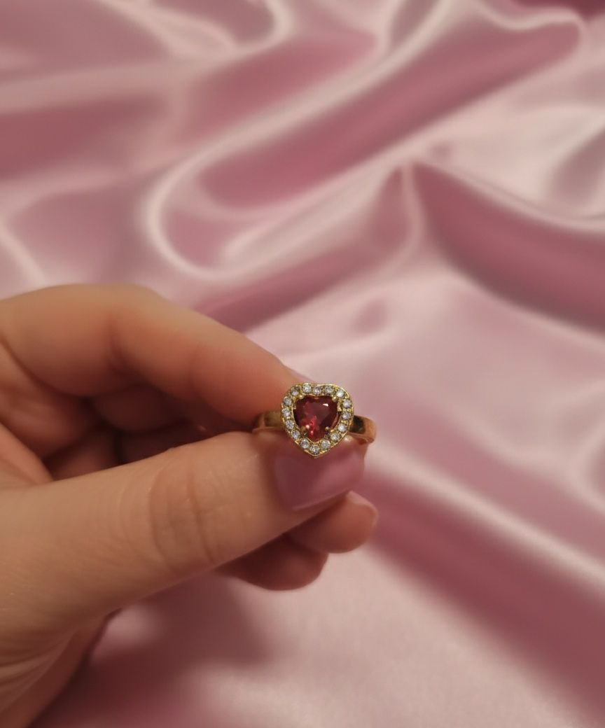 Anello cuore rosso gold