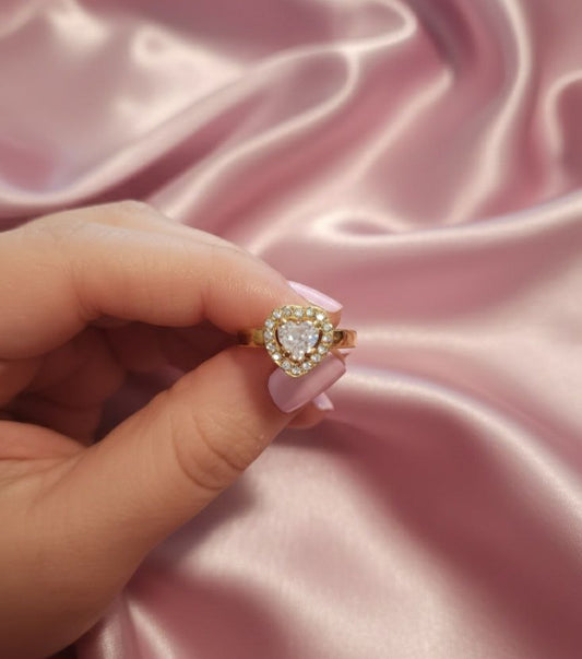 Anello cuore bianco gold