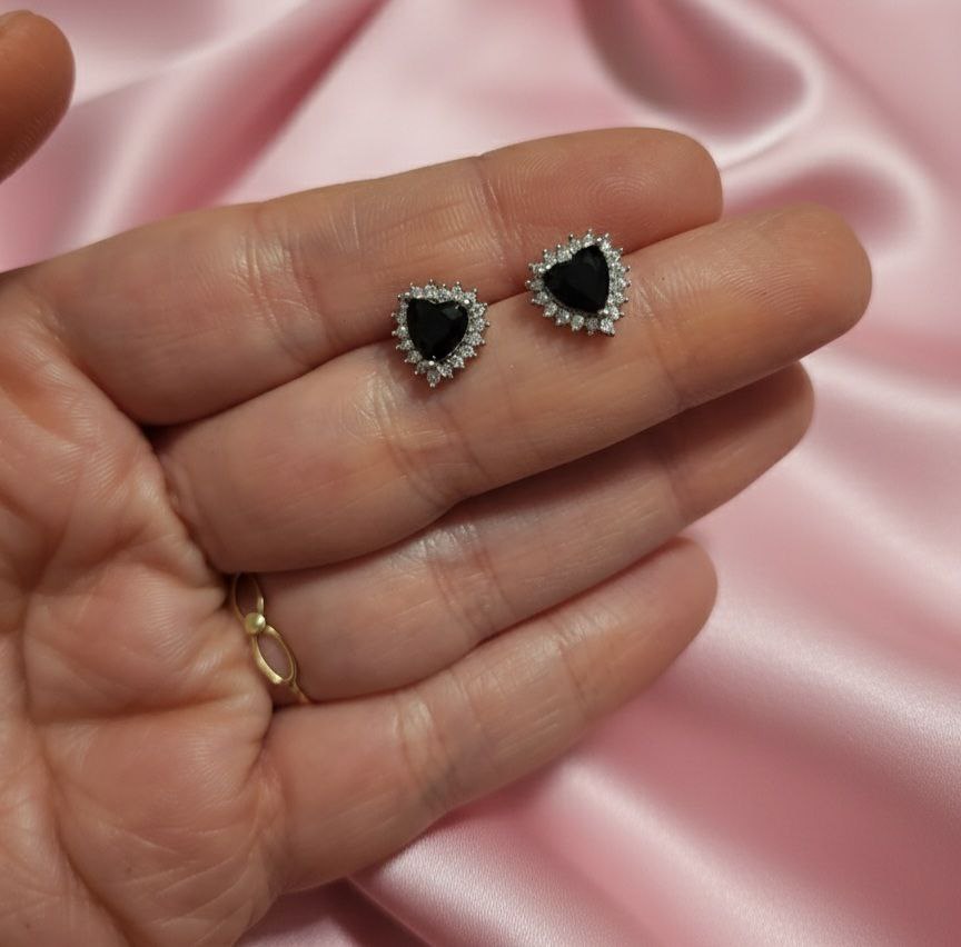 Orecchini cuore nero silver