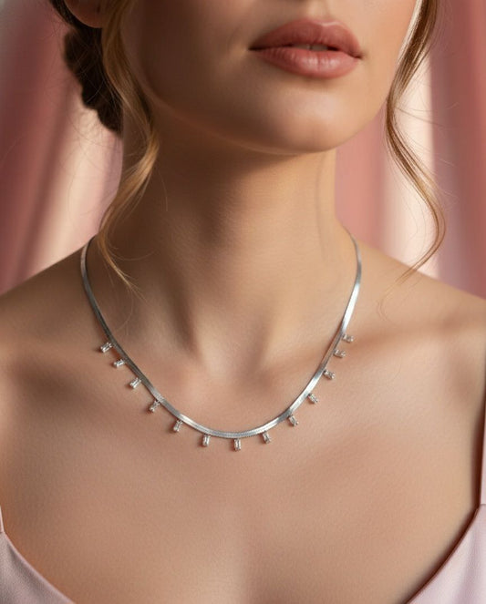 Collana snake silver con punti luce bianchi