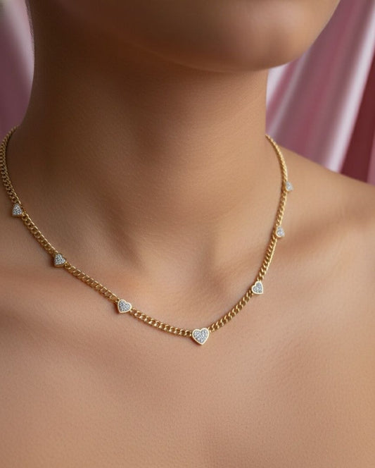 Collana catena oro con cuori