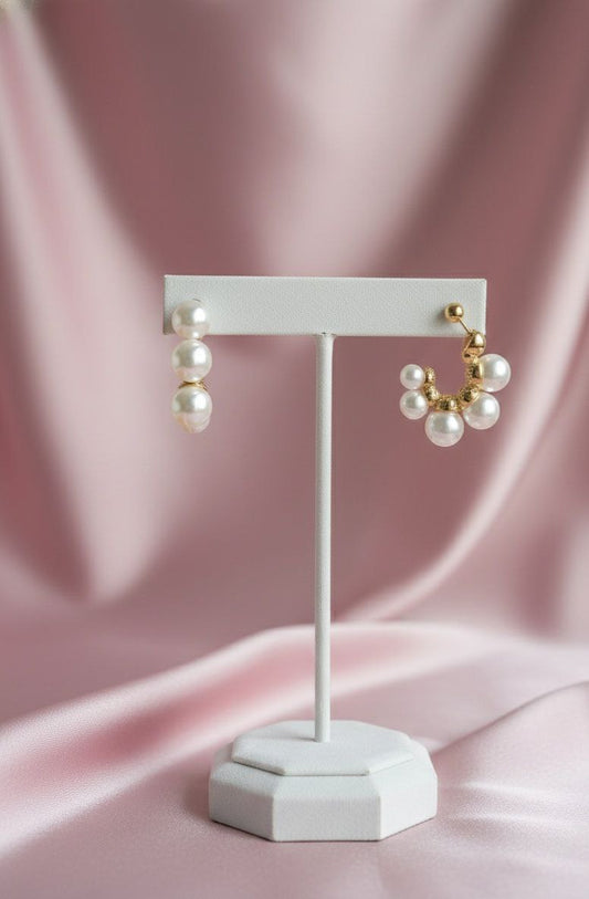 Orecchini semicerchio con perle 2cm oro