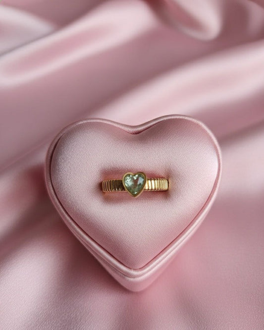 Anello cuore acquamarina verde gold