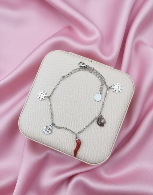 Bracciale multicham colore con corno colore silver