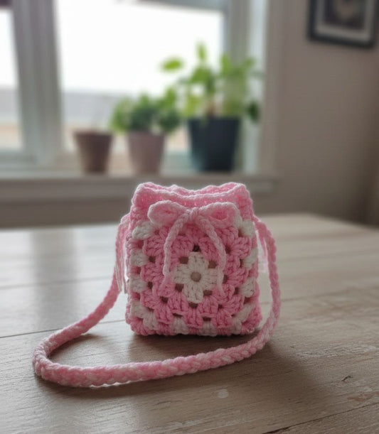 Borsa tracolla rosa e bianca