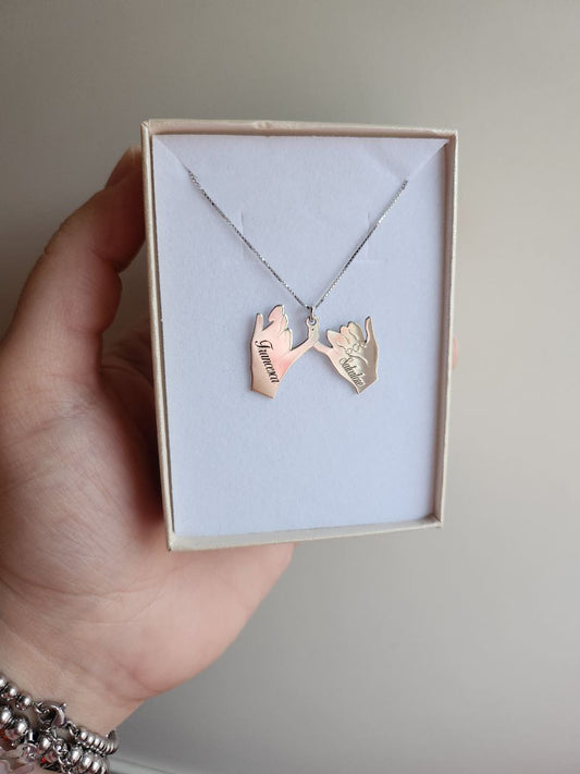 Collana promessa  con due nomi - argento 925
