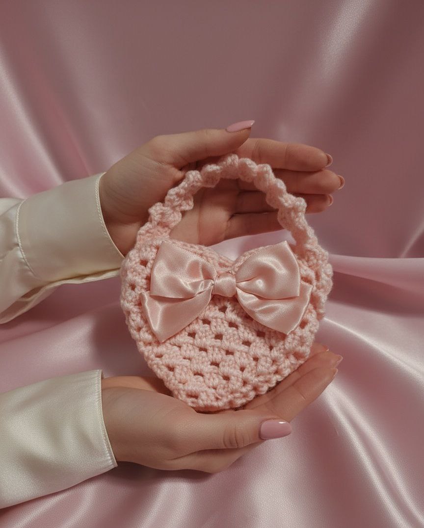 Borsetta da polso con fiocco rosa