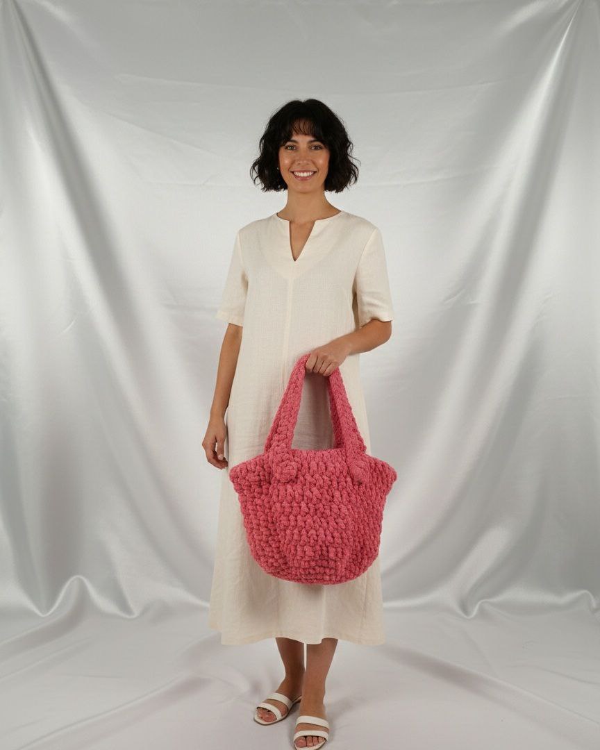 borsa rosa realizzata a mano
